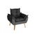 Kit 02 Poltrona Cadeira Decorativa Glamour Com Pés Quadrado Preto