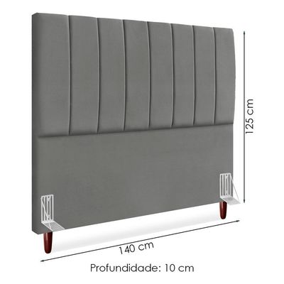 Cabeceira Casal 140 Cm Com Frame Carla Suede Cinza Artte Cinza