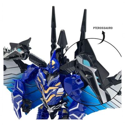 Boneco Super Charge Robot Pterossauro Com Asas - 2 Em 1