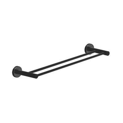 Porta Toalha Toalheiro Duplo Para Banheiro Preto Fosco Atenas 45cm