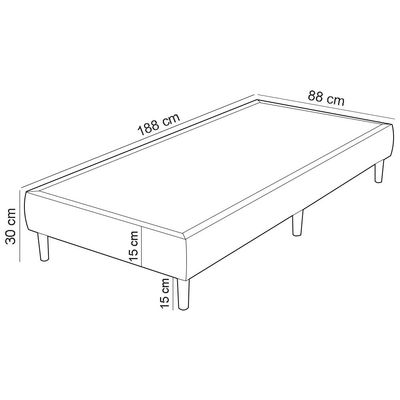 Base Para Cama Box Solteiro 88cm Sleep W01 Linho Cinza Escuro - Lyam Decor
