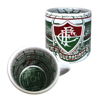 Caneca Estádio do Time de Guerreiros 360 ML Cerâmica Fluminense Licenciada Branco