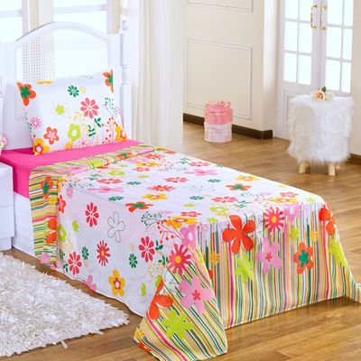 Jogo de Cama Lençol Solteiro Alegria 2 Peças Gardem - Pink