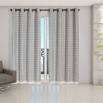 Cortina Blackout PVC Cinza Voil Xadrez 2,80m x 2,30m Forro 100% PVC/Voil 100% Poliéster - Bege