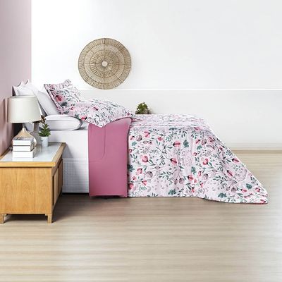 Kit Edredom Cobertor Celi King Dupla Face Micropercal Estampado 200 Fios 3 Peças Bothanica Floral Rosa