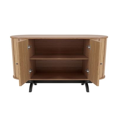 Balcão Buffet Curvo em MDF 2 Portas Freijó/Preto Fosco 130 cm TB289 Dalla Costa