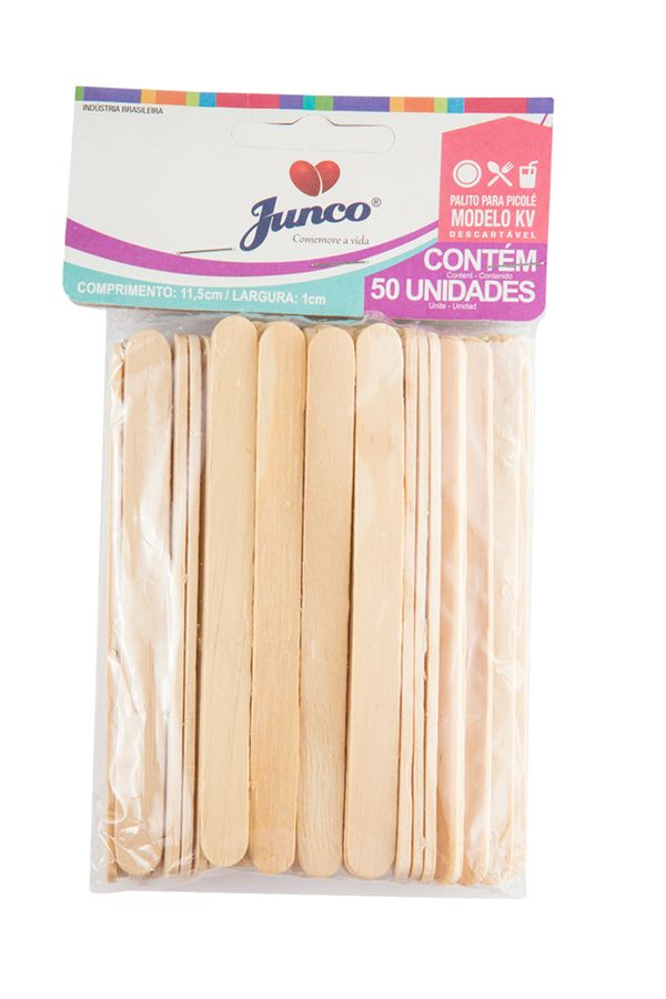 Palito para Picolé de Madeira Junco com 50 Unidades