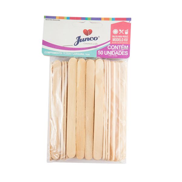 Palito para Picolé de Madeira Junco com 50 Unidades