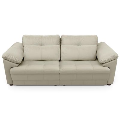 Sofá Retrátil Para Sala de Estar 3 Lugares 215cm Riza S03 Couro Bege Pérola - Lyam Decor