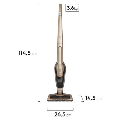 Aspirador de Pó Vertical Sem Fio Electrolux Ergorapido 2 em 1 Bocal Pet até 45 min Dourado (ERG26) Bivolt
