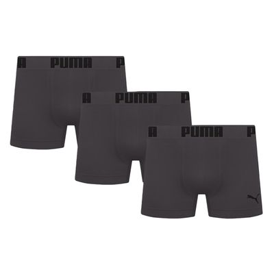 Kit 3 Cuecas Boxer Puma Sem Costura Masculino M / Chumbo/Preto