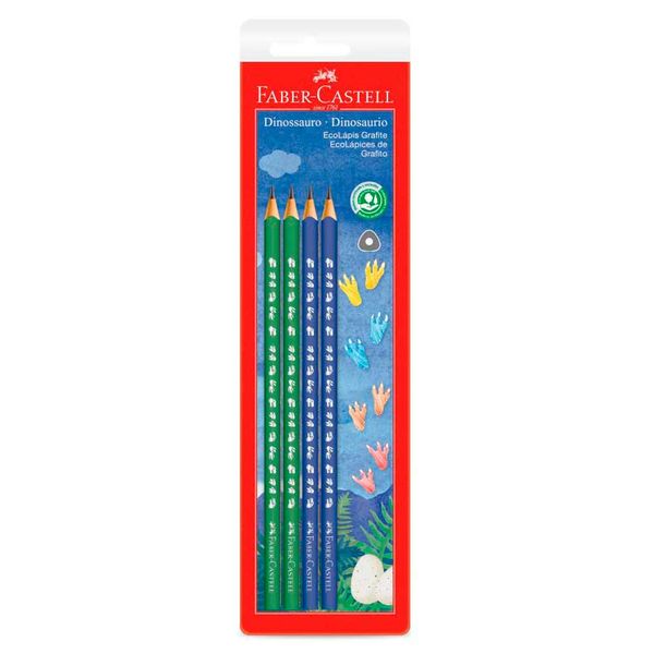 Kit Ecolapis Grafite Dinossauro Com 4 Unidades Faber Castell
