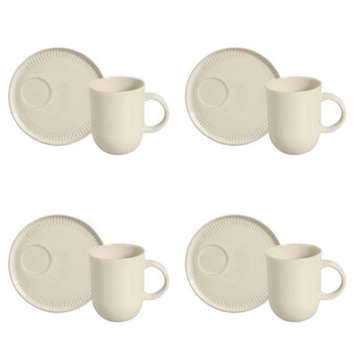Conjunto De Canecas Com Pires 04 Peças Linhas Clay Porto Brasil