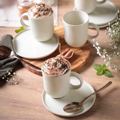 Conjunto De Canecas Com Pires 04 Peças Linhas Clay Porto Brasil