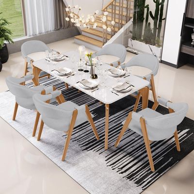Kit 02 Cadeiras de Jantar e Estar Living Estofada Nadja L02 Linho Cinza - Lyam Decor