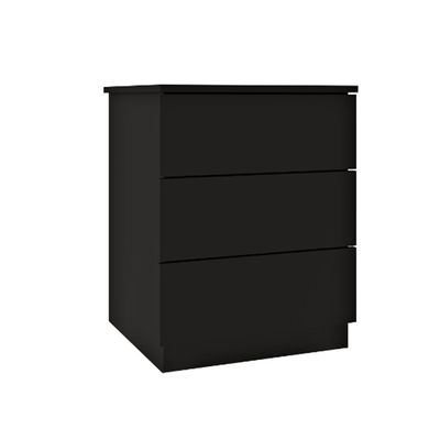 Mesa de Cabeceira Veronna 3 Gavetas Tcil Móveis Preto Fosco