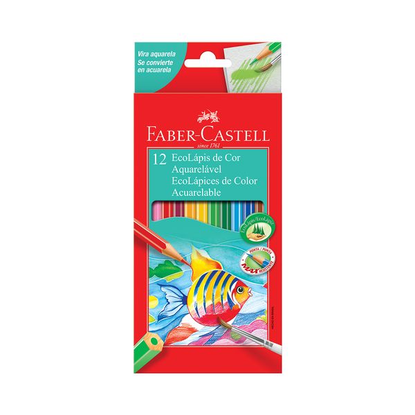 Lápis de Cor Faber-Castell Ecolápis Aquarelável 12 Cores Lápis de Cor Faber-Castell Ecolápis Aquarelável 12 Cores