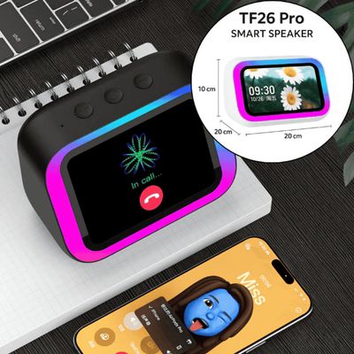 Caixa de Som Inteligente Tela LCD 4" Comando de voz Preto Minimen