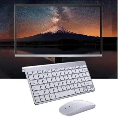 Kit Teclado Slim Com Mouse Sem Fio 2.4g Ultra Fino Para Pc Notebook Prata