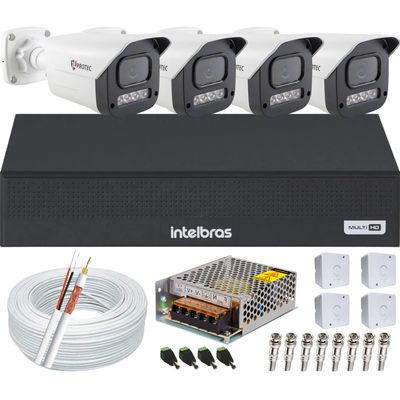 Kit 4 Câmeras 1080p Full Color C/Áudio Dvr Intelbras 4ch S/HD