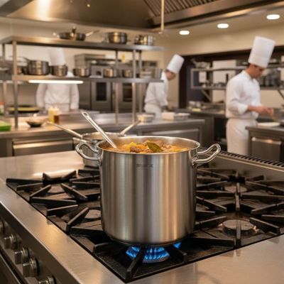 Jogo de Panelas Profissionais 24cm Aço Inox Com Tampa Brinox Caldeirão Caçarola Fundo Triplo