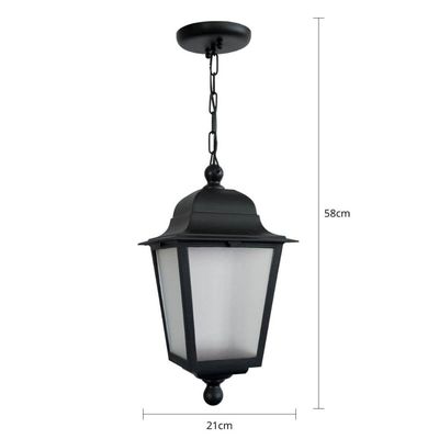 Kit 8 Pendentes Luminárias de Teto Bivolt Termoplástico Preto 21x58cm Lente Fosca Dital Área Gourmet Garagens Bivolt
