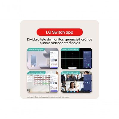 Monitor LG LED Home & Office 20U401A-B Tela 20” HD+, LG Switch, HDMI, VGA, 2ms (GtG), 75Hz, Black Stabilizer