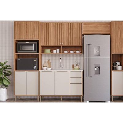 Balcão De Cozinha Modulado P/ Cooktop Divina C/ 2 Portas 80cm Cinamomo/platina - Mgm