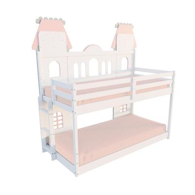 Beliche Montessoriano Castelo Encantado - Madeira Maciça Branco/cinza/rosa | Housin