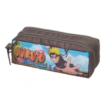 Estojo Duplo Escolar Infantil Naruto Shippuden Dattebayo