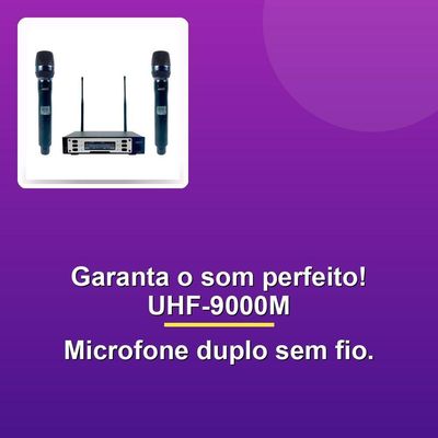Microfone Duplo Sem Fio Uhf-9000
