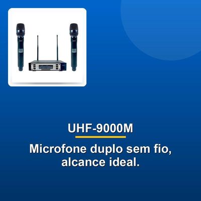 Microfone Duplo Sem Fio Uhf-9000