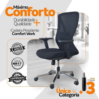 Kit 2 Cadeiras De Escritório Diretor Ergonômica Oficial Corporativa Work Sem Apoio