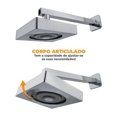Chuveiro Ducha Autolimpante Quadrado Cromado Articulável Solar Ou Gás Metal Luxo