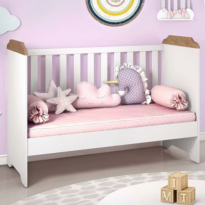 Berço Mini Cama Mel 3 em 1 com Suporte para Mosquiteiro e 133cm de Largura Carolina Baby Branco