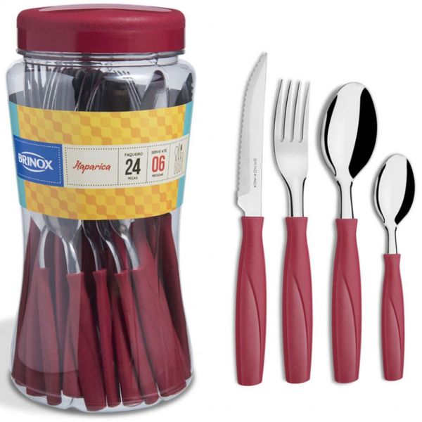 Faqueiro Itaparica 24 peças Brinox Vermelho