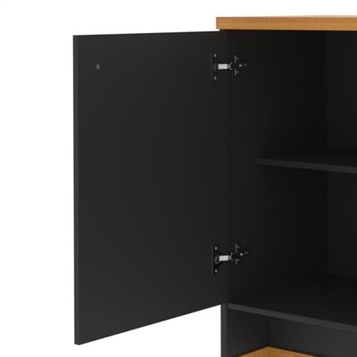 Buffet Aparador 3 Portas 136cm Com Tampo 25mm Verbena - Preto E