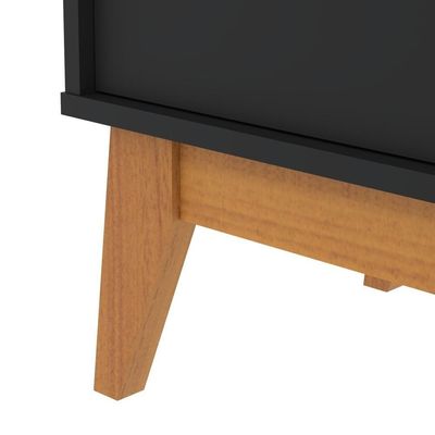 Buffet Aparador Ripado Com 4 Portas Monaco 180cm - Preto E Cedro