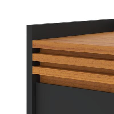 Buffet Aparador Ripado Com 4 Portas Monaco 180cm - Preto E Cedro