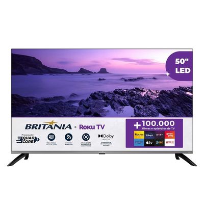 Smart TV 50 4K UHD B50CRA Roku TV HDR10 Dolby Audio Britânia Cinza / Bivolt
