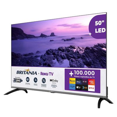 Smart TV 50 4K UHD B50CRA Roku TV HDR10 Dolby Audio Britânia Cinza / Bivolt