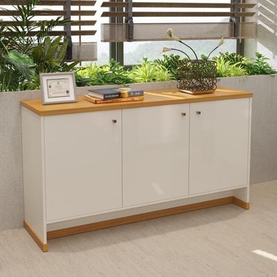 Buffet Aparador 3 Portas 136cm Com Tampo 25mm Verbena - Off White E