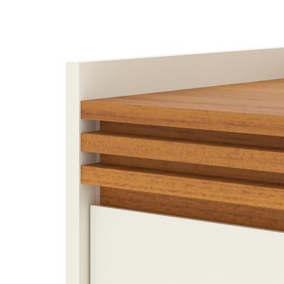 Buffet Aparador Ripado Com 4 Portas Monaco 180cm - Off White E Cedro