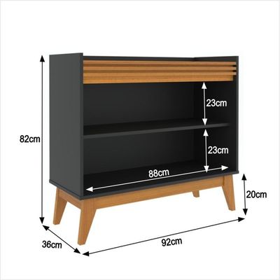 Buffet Aparador Ripado Com 2 Portas Monaco 92cm - Preto E Cedro