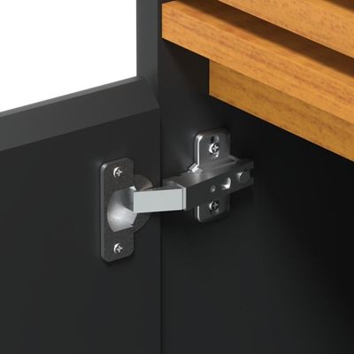 Buffet Aparador Ripado Com 2 Portas Monaco 92cm - Preto E Cedro