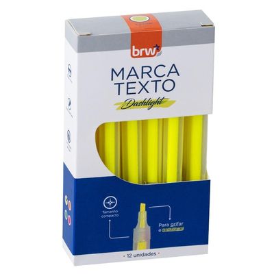 10 Caixas Marca Texto Fluorescente Transparente 12 Unidades Brw Amarelo