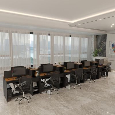Estação De Trabalho 10 Lugares Tech Office 10 Mesas 8 Armári - Preto E Cedro Preto E Cedro