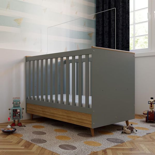 Berço 2 em 1 Ternura Plus MDP Acabamento FF Bartira Azul Wood