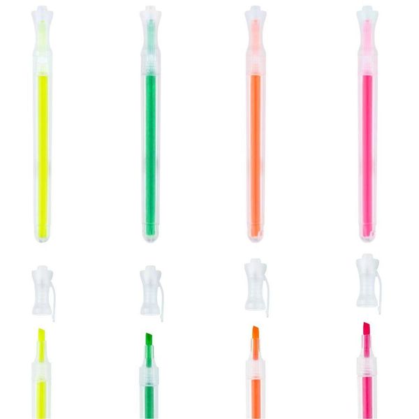 Kit Marca Texto Fluorescente Transparente 4 Cores Brw