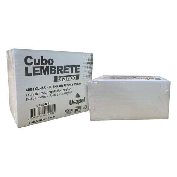 Cubo Bloco de Papel Lembrete Usapel Branco 600 Folhas
